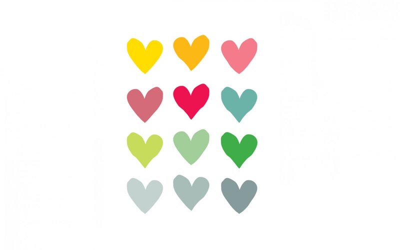 Colorful Hearts Grid