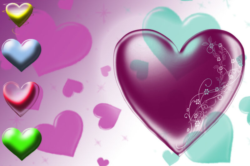 Colorful Hearts on Background