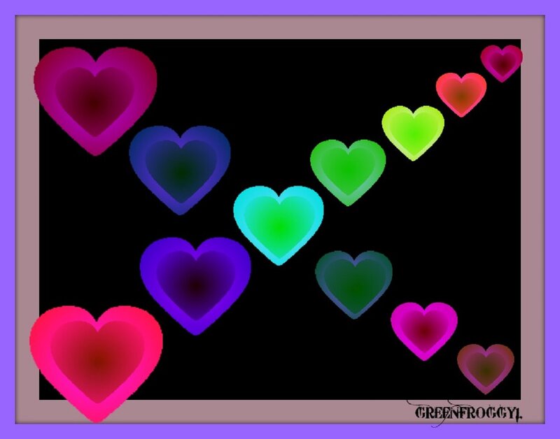 Colorful Hearts on Black
