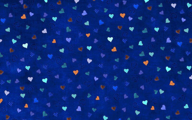 colorful hearts on blue