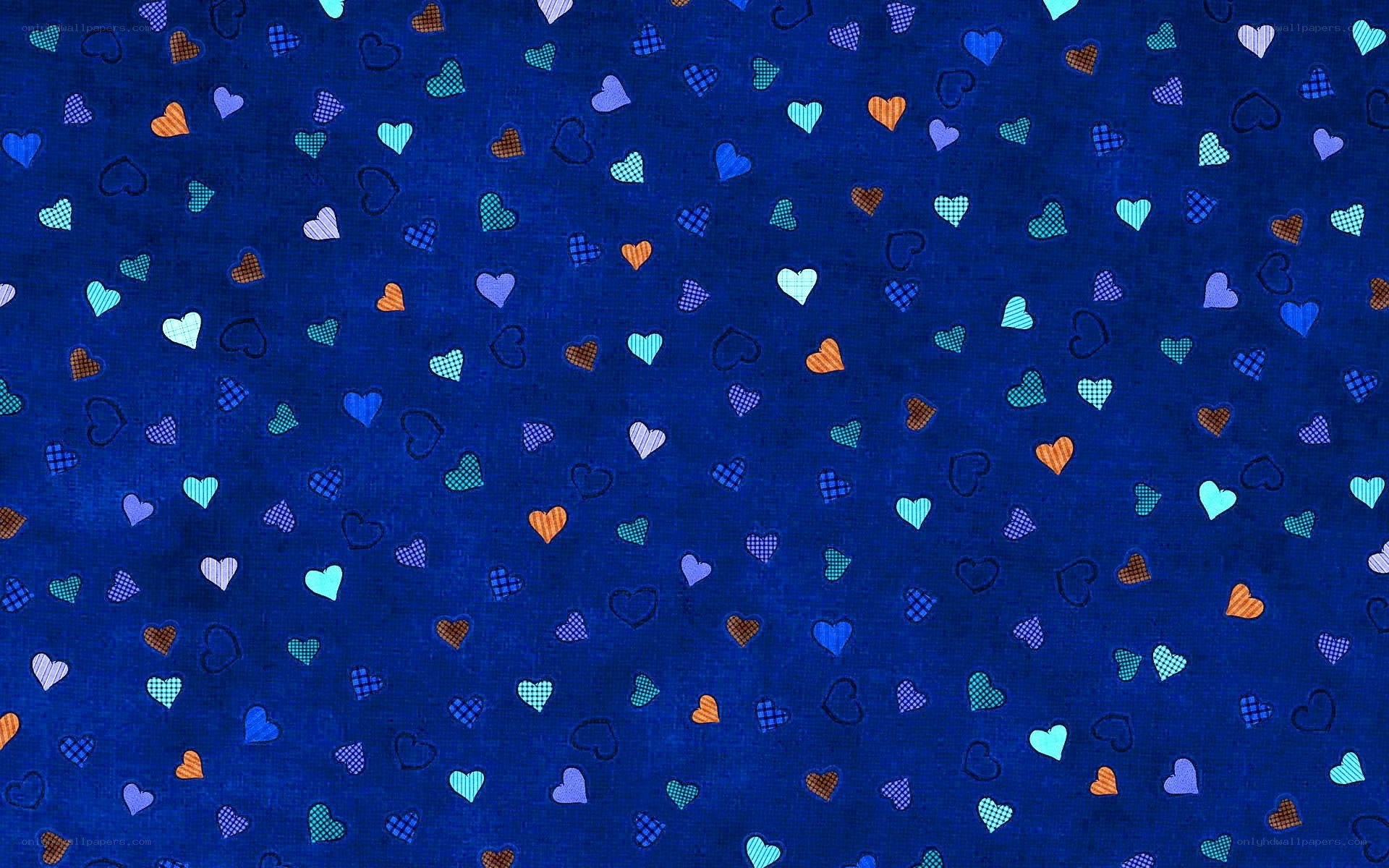 colorful hearts on blue