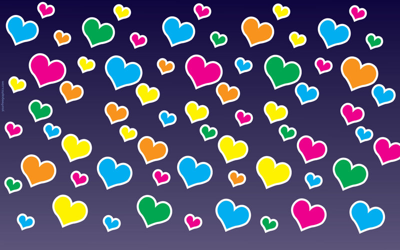 Colorful Hearts on Dark Background — Blue