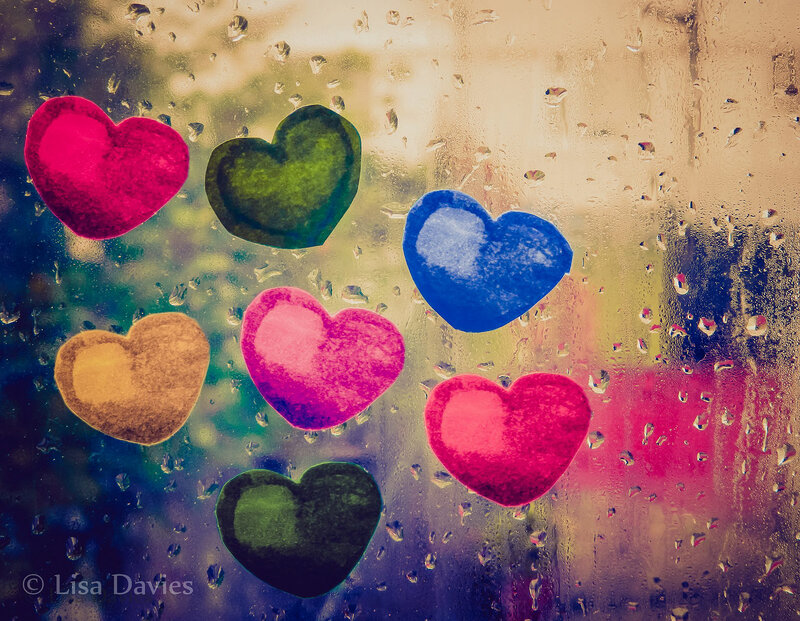 Colorful Hearts on Glass