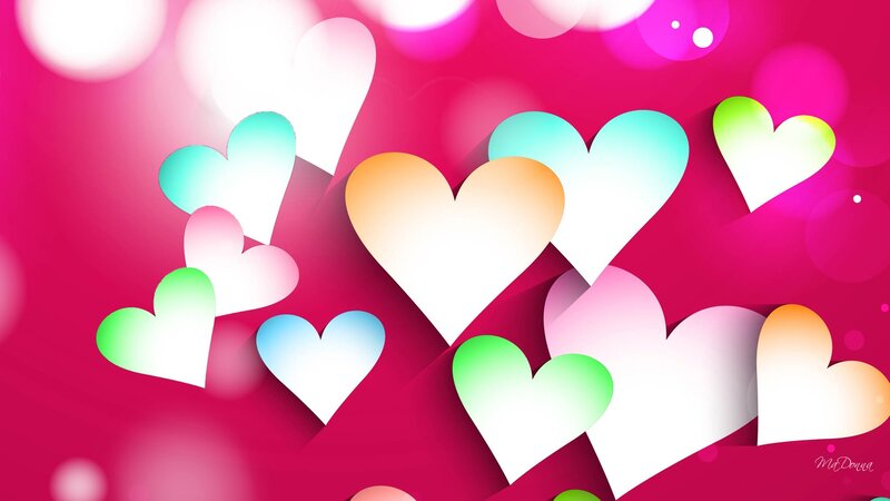 Colorful Hearts on Pink