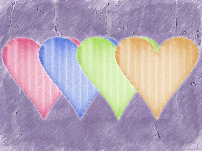 colorful hearts on purple