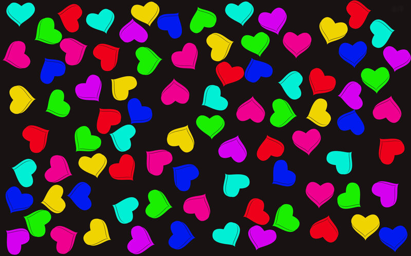 Colorful Hearts Pattern — Black