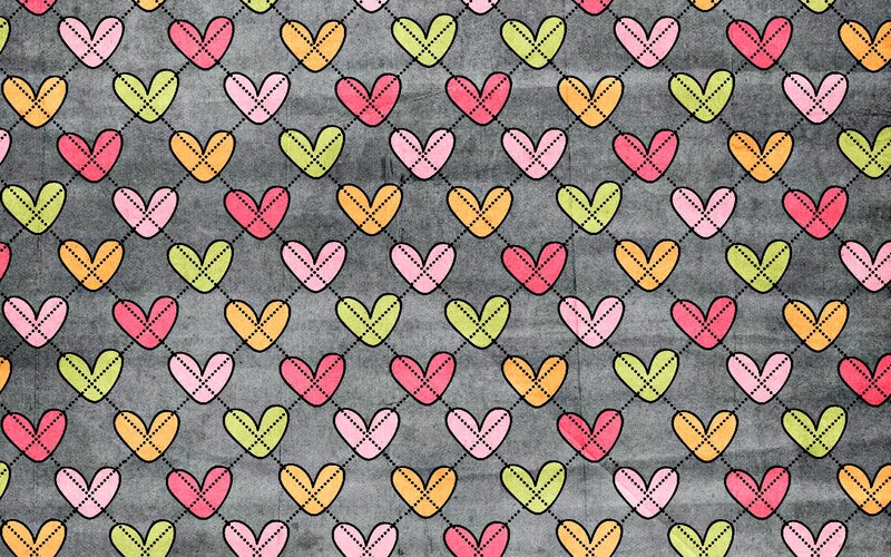 Colorful Hearts Pattern — Gray