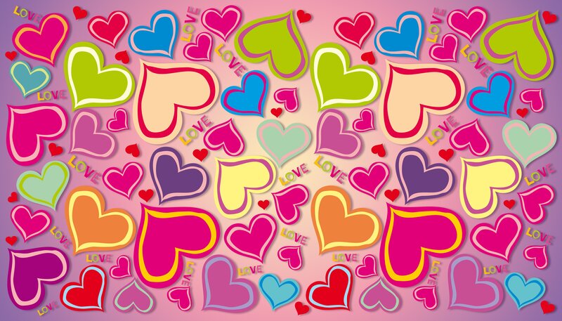 Colorful Hearts Pattern — Pink, Cheerful