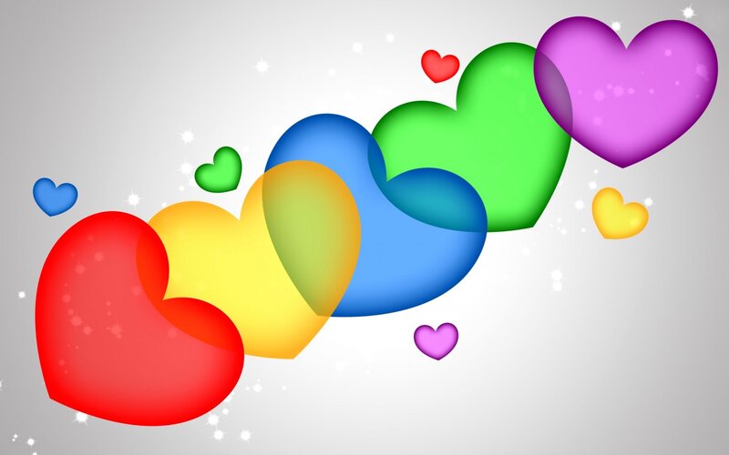 Colorful Hearts — Red, Festive, Digital Art