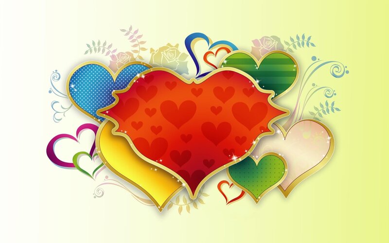 colorful hearts with floral design