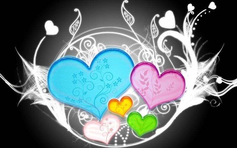 colorful hearts with floral design