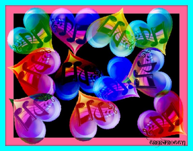 Colorful Hearts with Music Notes