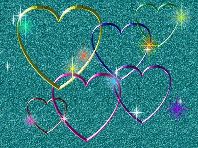 Colorful hearts with sparkles