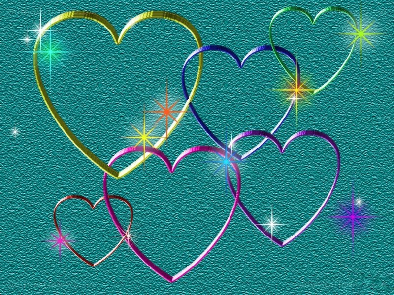 Colorful hearts with sparkles