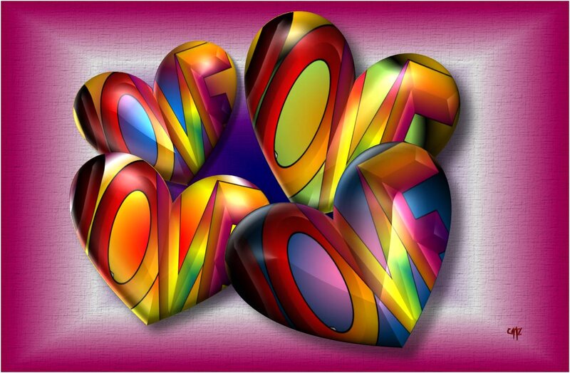 Colorful Hearts with Text — Pink