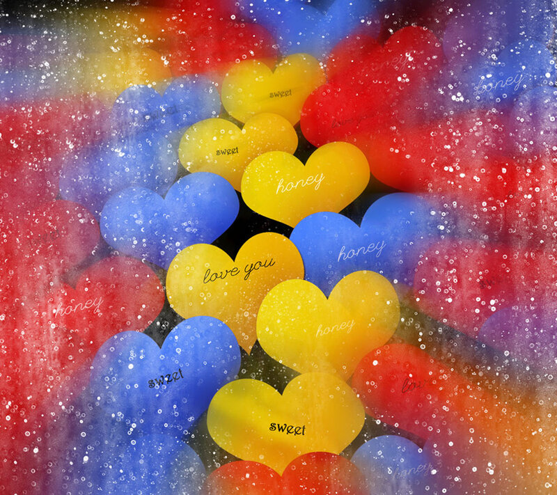 Colorful Hearts with Text