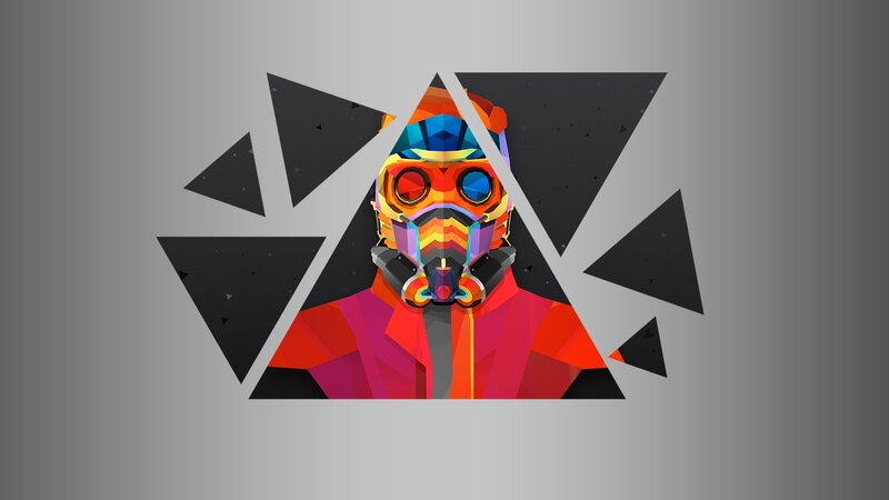 Colorful Helmeted Character — Red