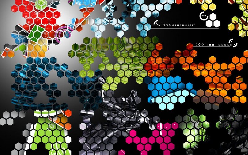 Colorful Hexagon Pattern — Black, Dynamic, Abstract