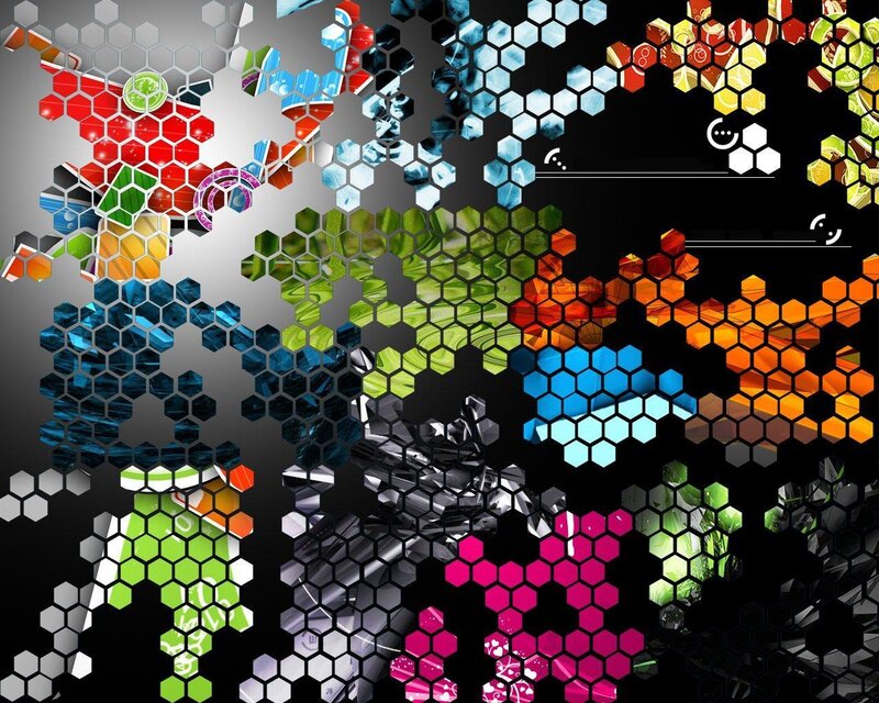 Colorful Hexagon Pattern — Black