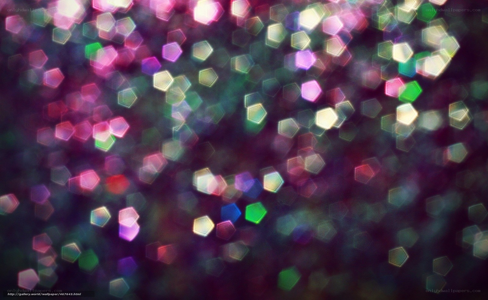 colorful hexagonal bokeh lights