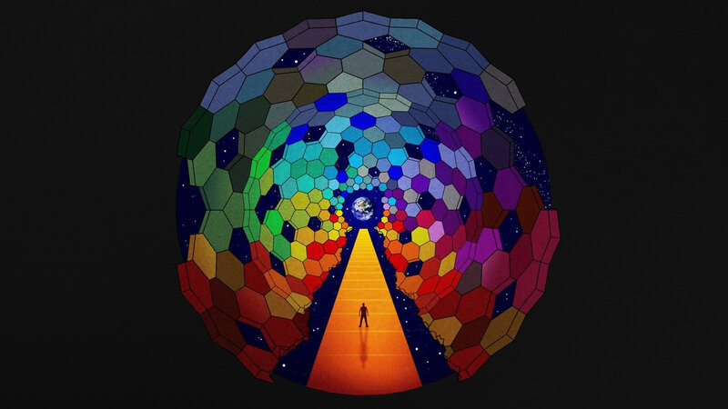colorful hexagonal tunnel