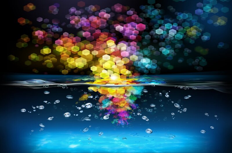 Colorful Hexagons in Water