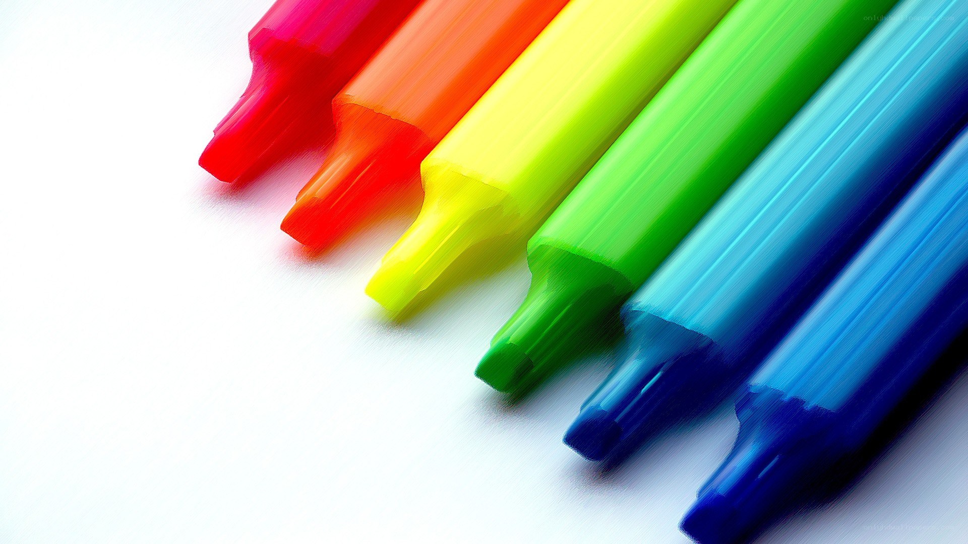 Colorful highlighters in a row