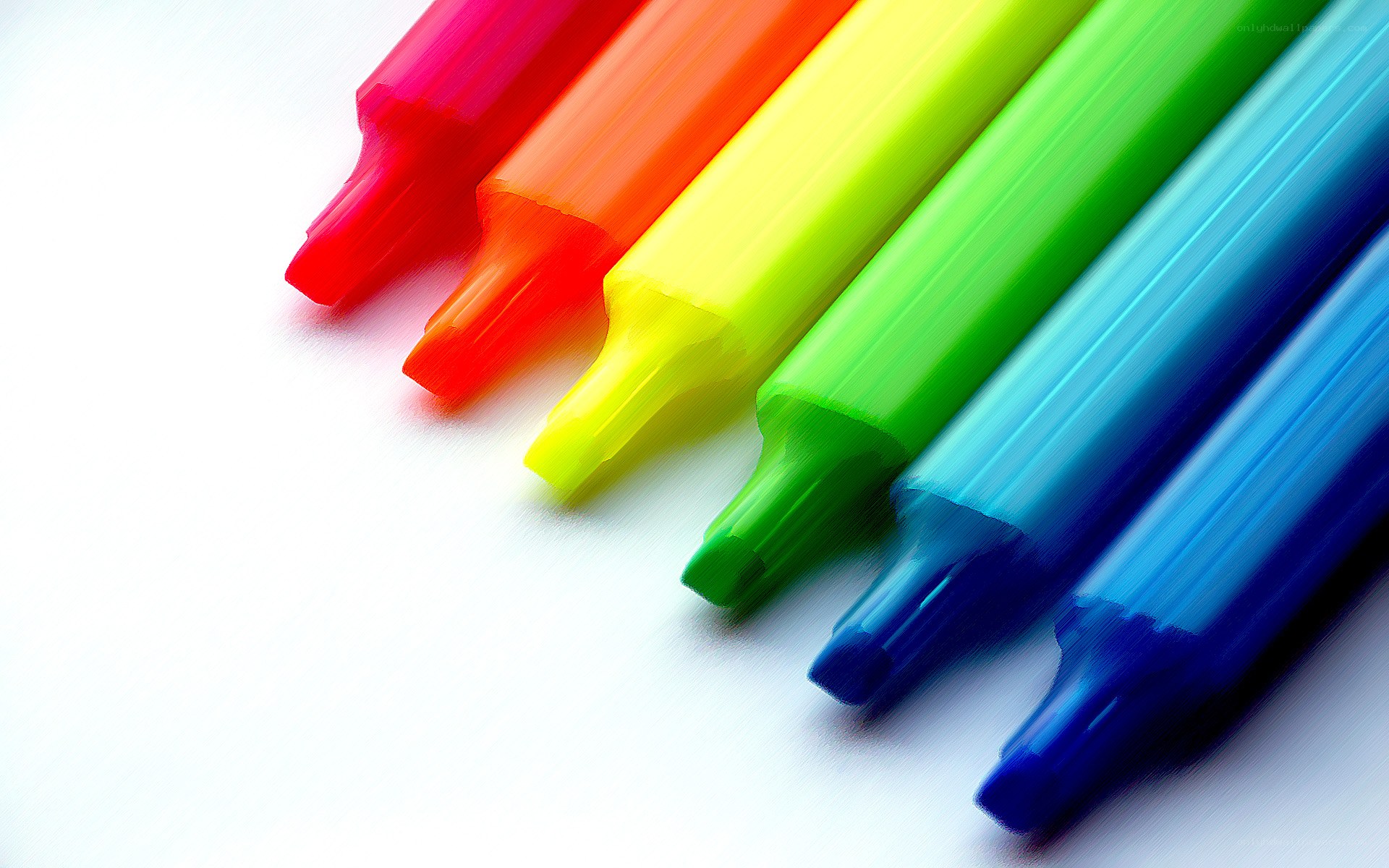 Colorful highlighters in rainbow