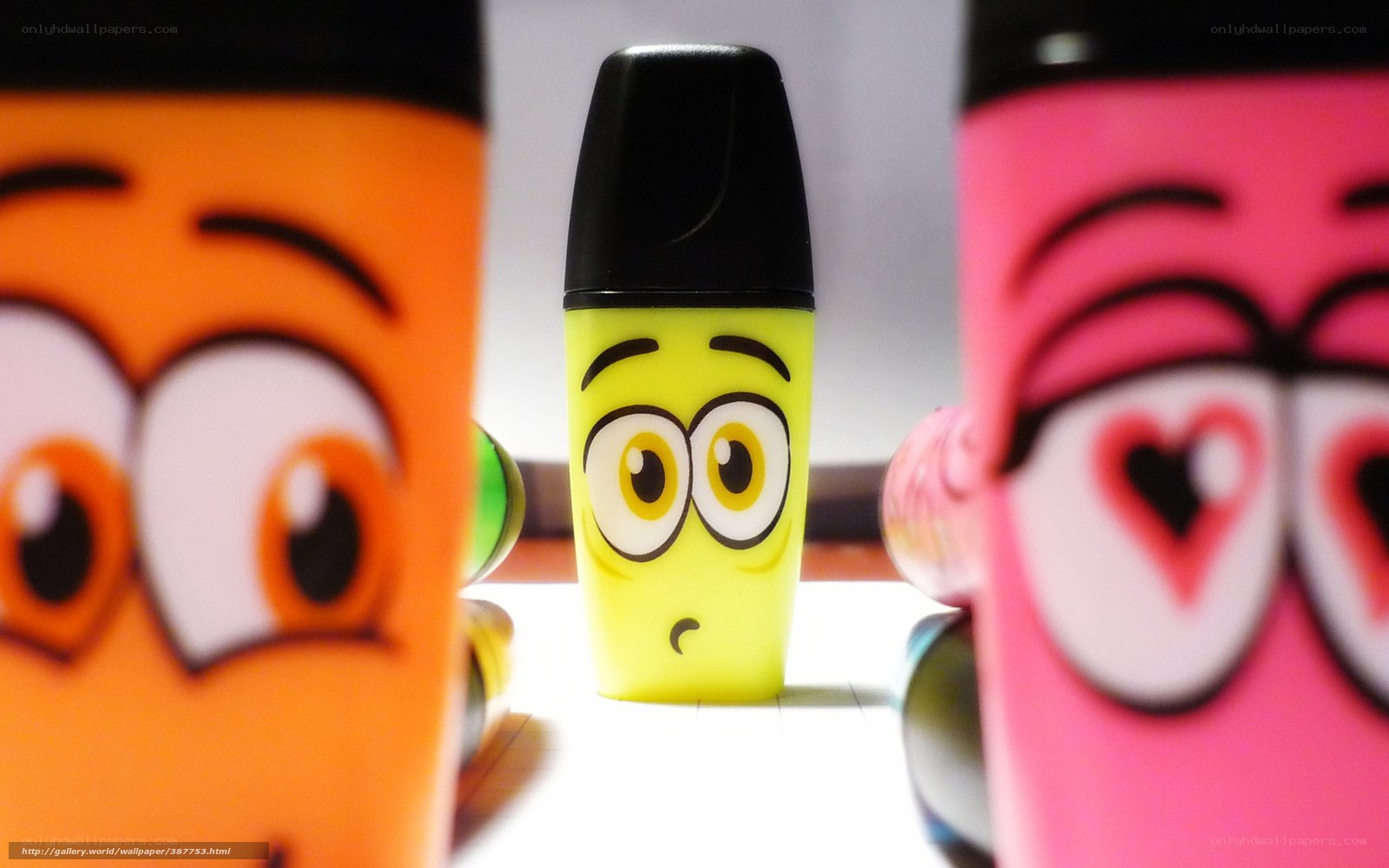 Colorful highlighters with faces