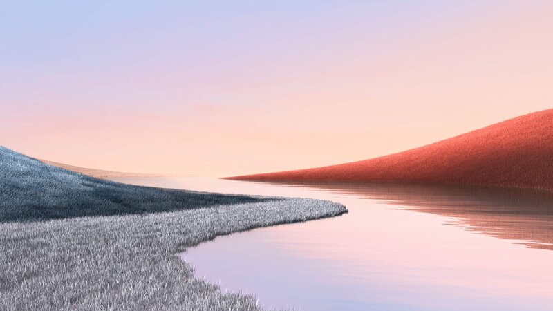 Colorful Hills by Water