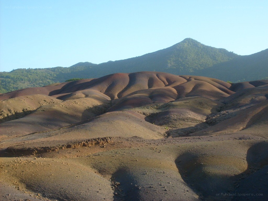 Colorful hills in Mauritius