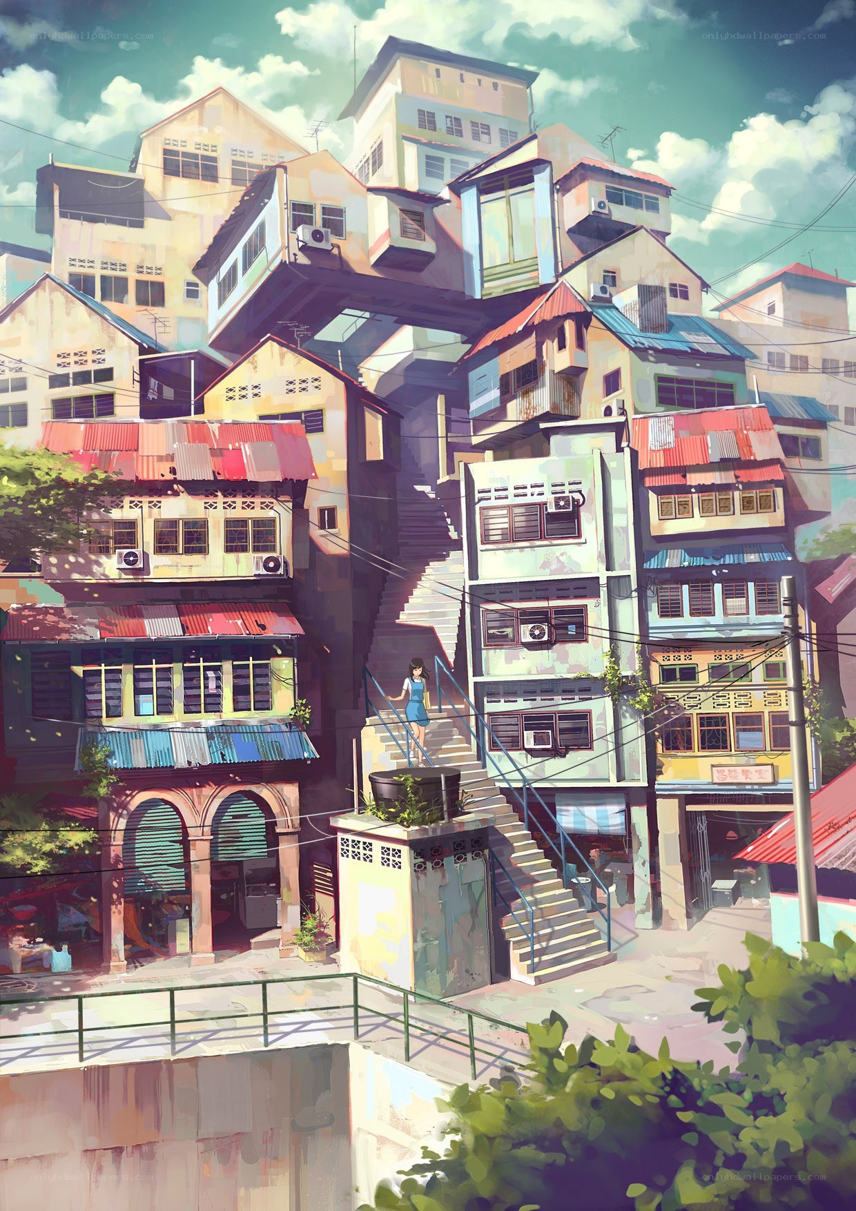 colorful hillside town