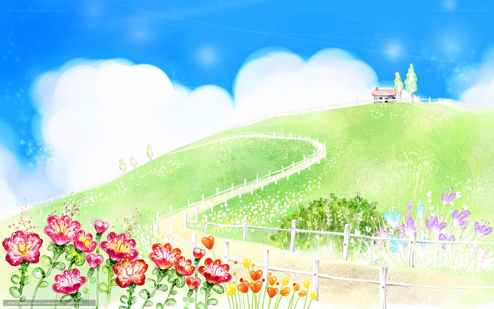 Colorful hillside with flowers