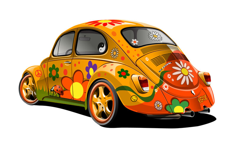 colorful hippie car