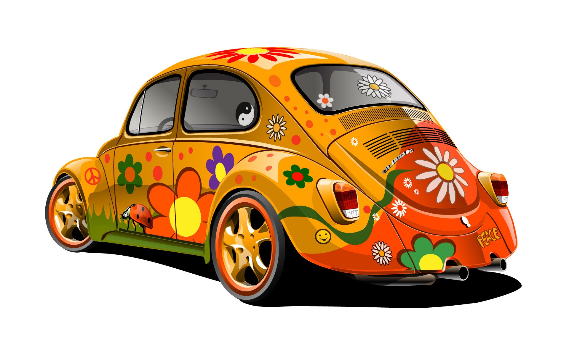 colorful hippie car