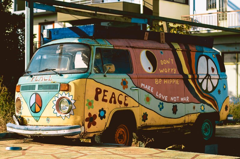 Colorful Hippie Van — Yellow