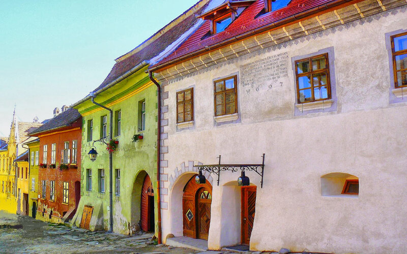 Colorful historic buildings in Sighișoara