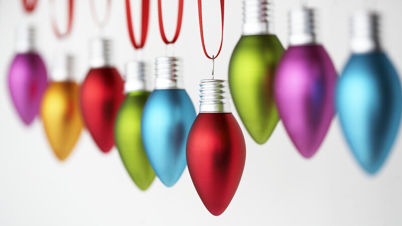 Colorful holiday light bulbs