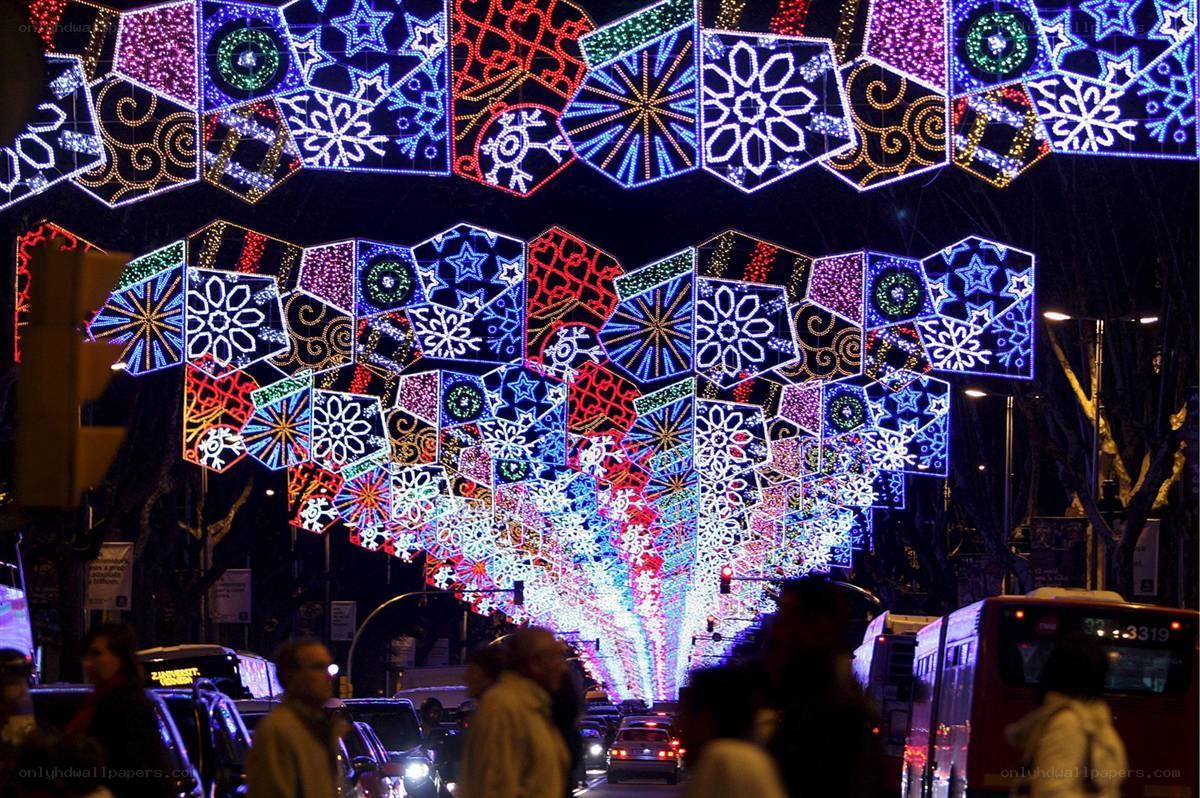 Colorful holiday lights display