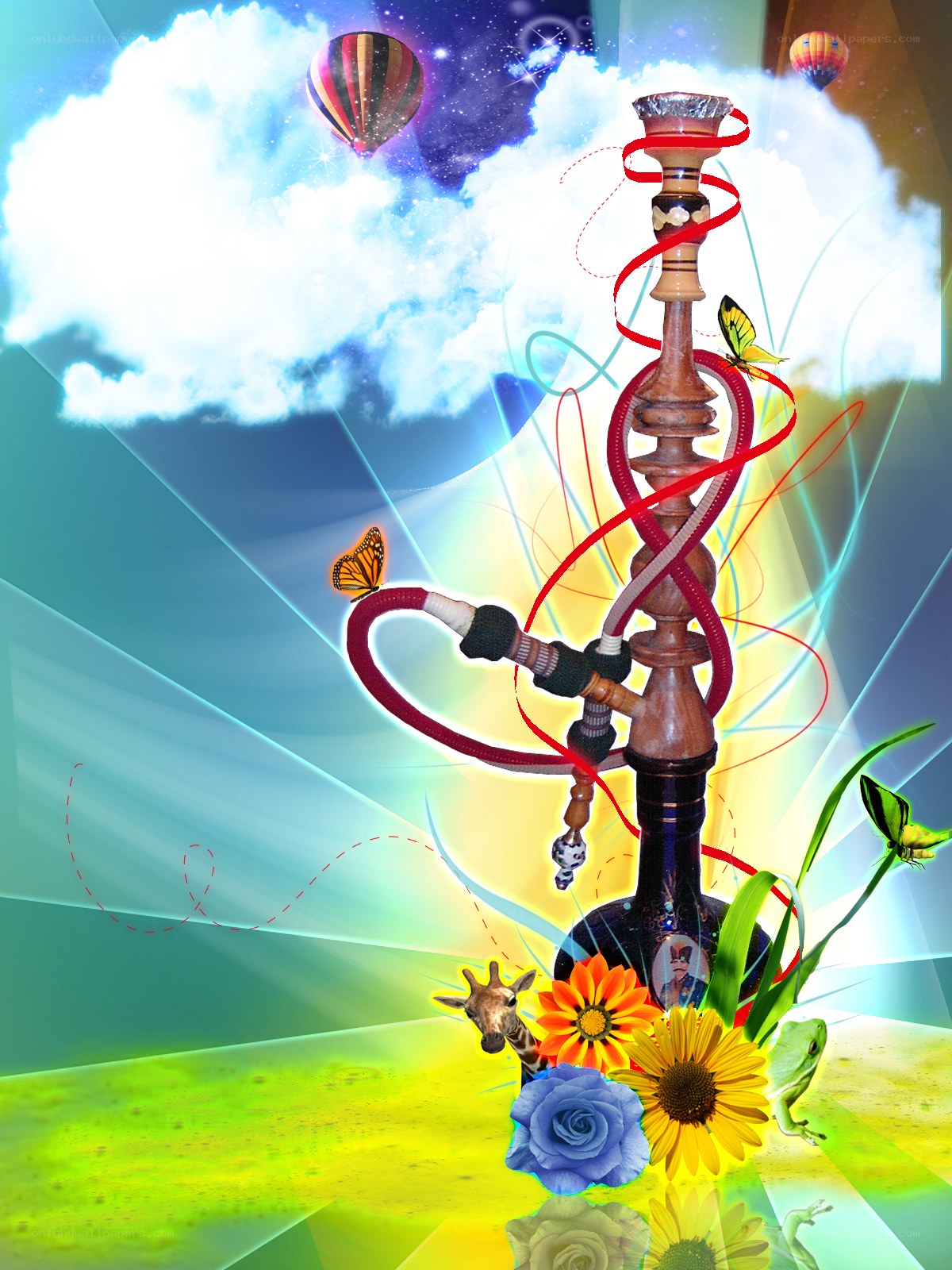 Colorful hookah fantasy scene