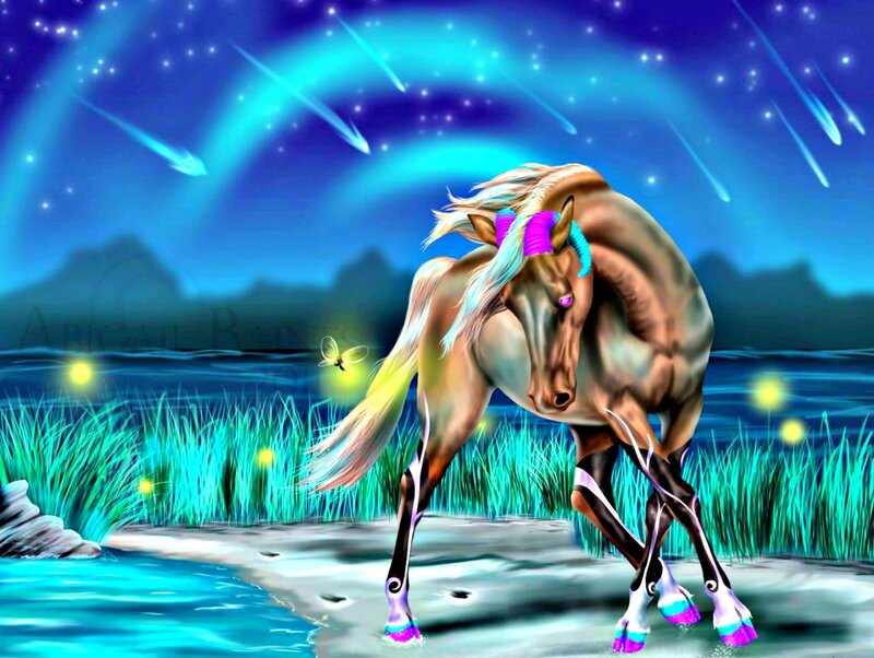 Colorful Horse at Night