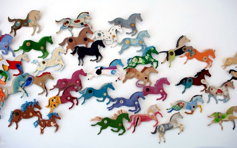 Colorful horse cutouts collection