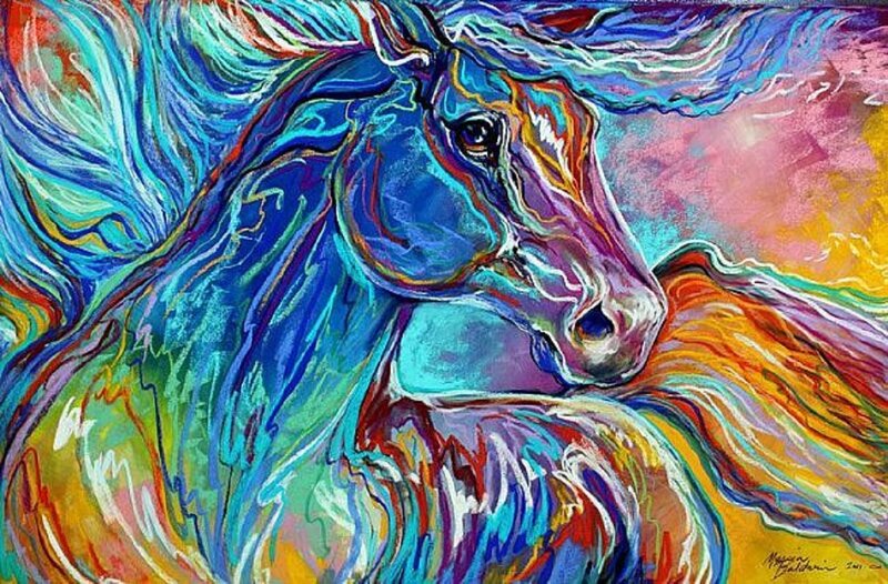 Colorful Horse Painting — Blue