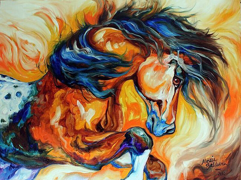 Colorful Horse Painting — Orange