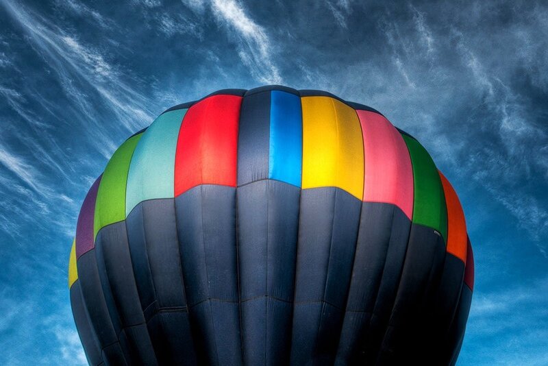 Colorful hot air balloon against sky