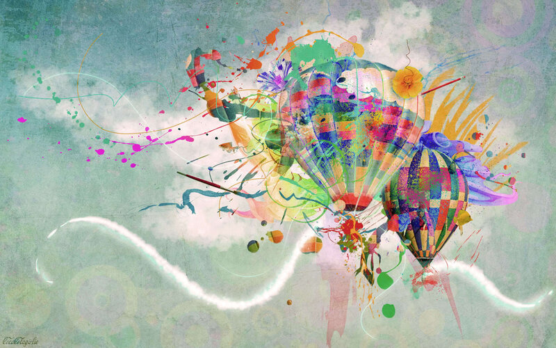 Colorful hot air balloon art