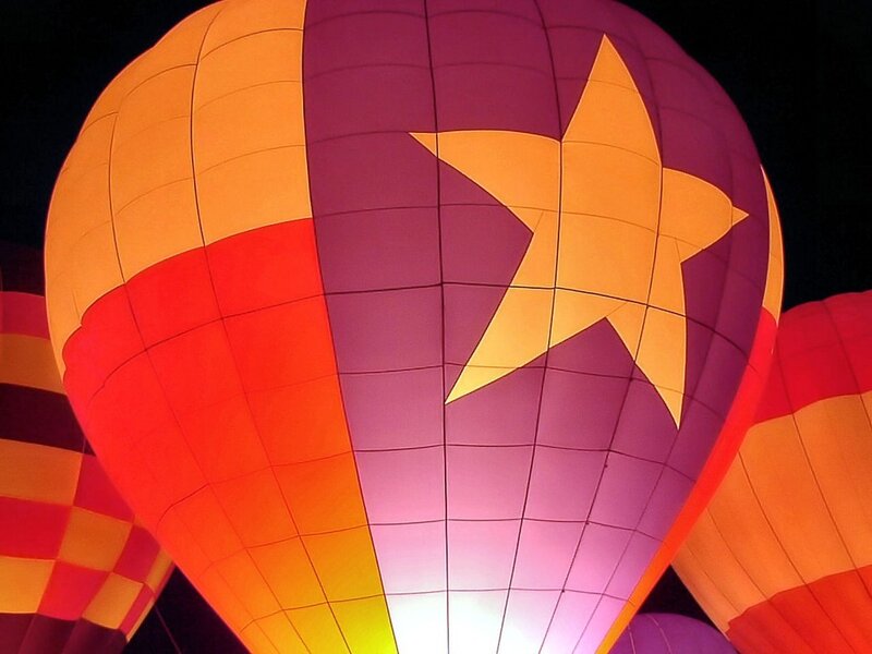 Colorful hot air balloon at night