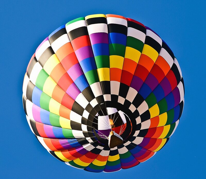 Colorful Hot Air Balloon — Blue, Serene, Afternoon, Photograph