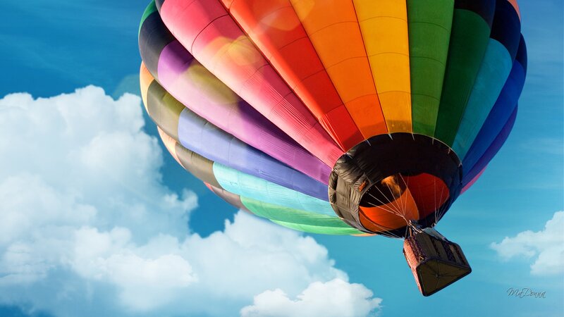 Colorful Hot Air Balloon — Blue, Serene