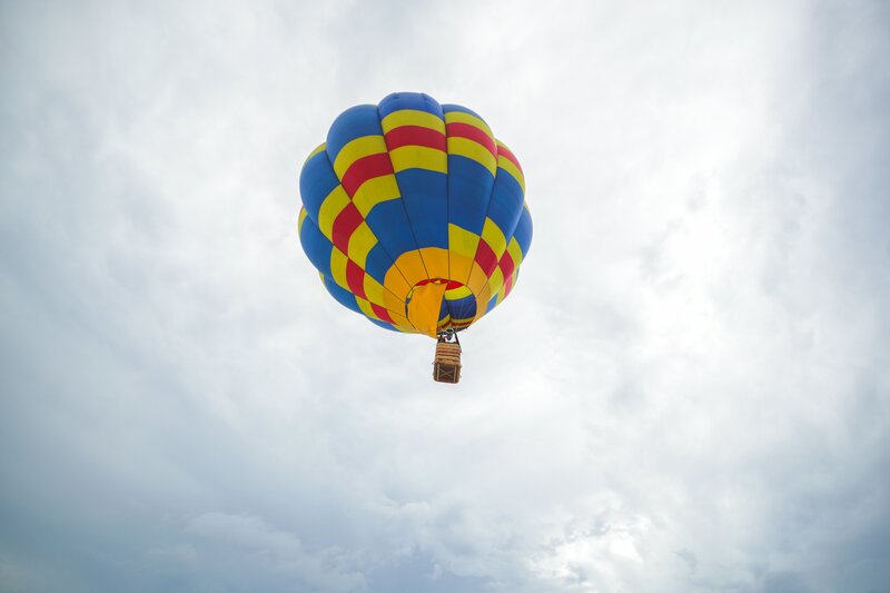 Colorful hot air balloon in sky